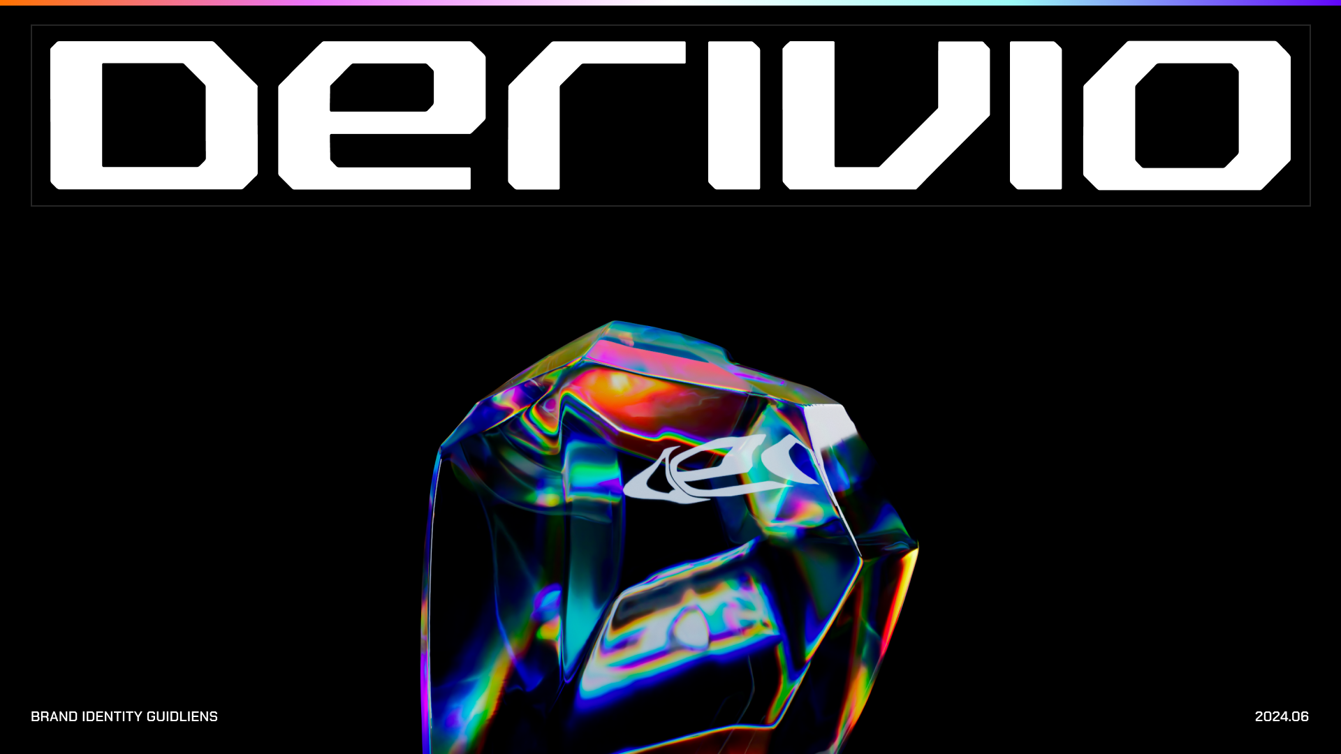 Derivio brand identity cover with a refractive gemstone