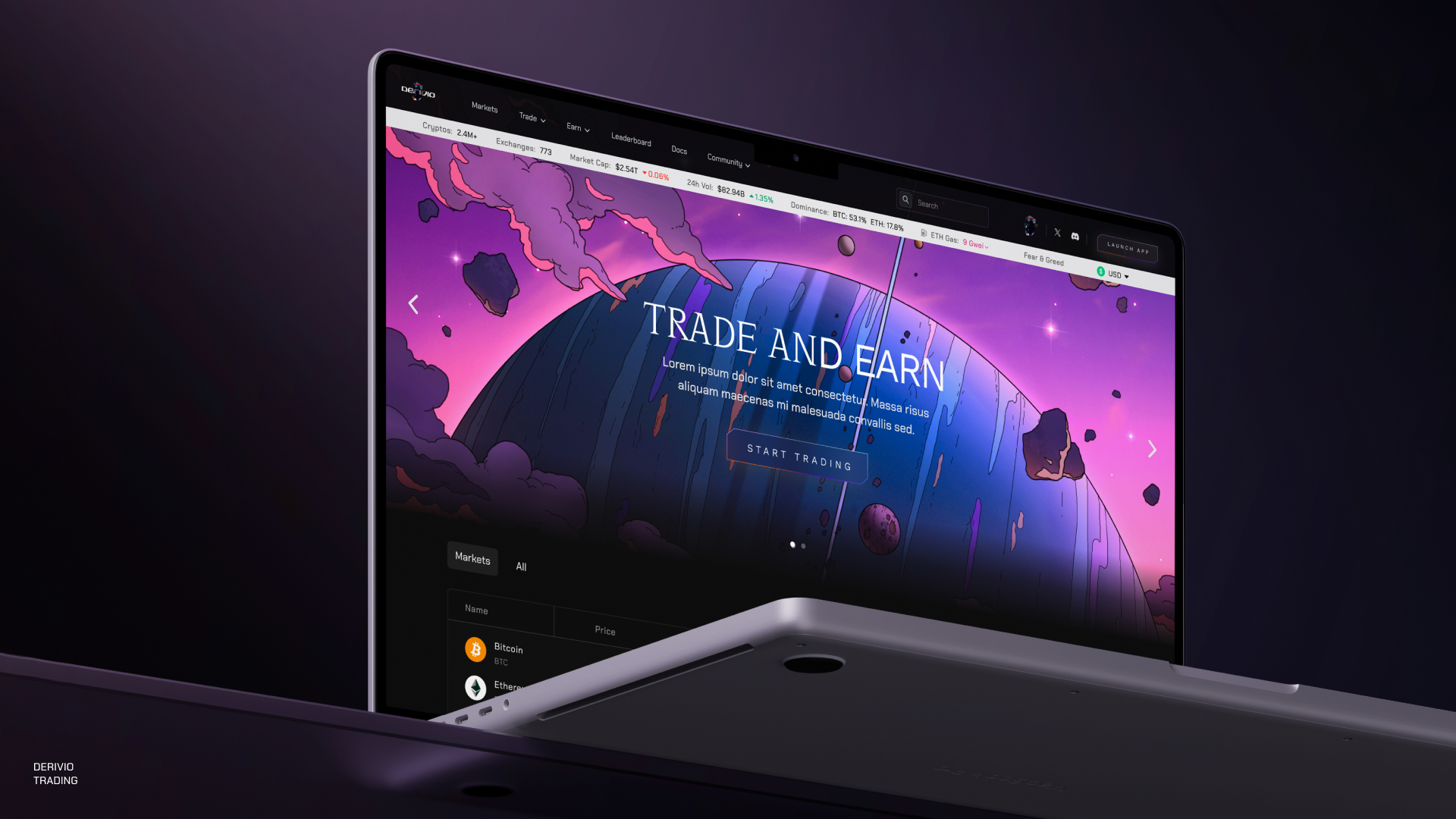 Derivio trading experience displayed on a laptop