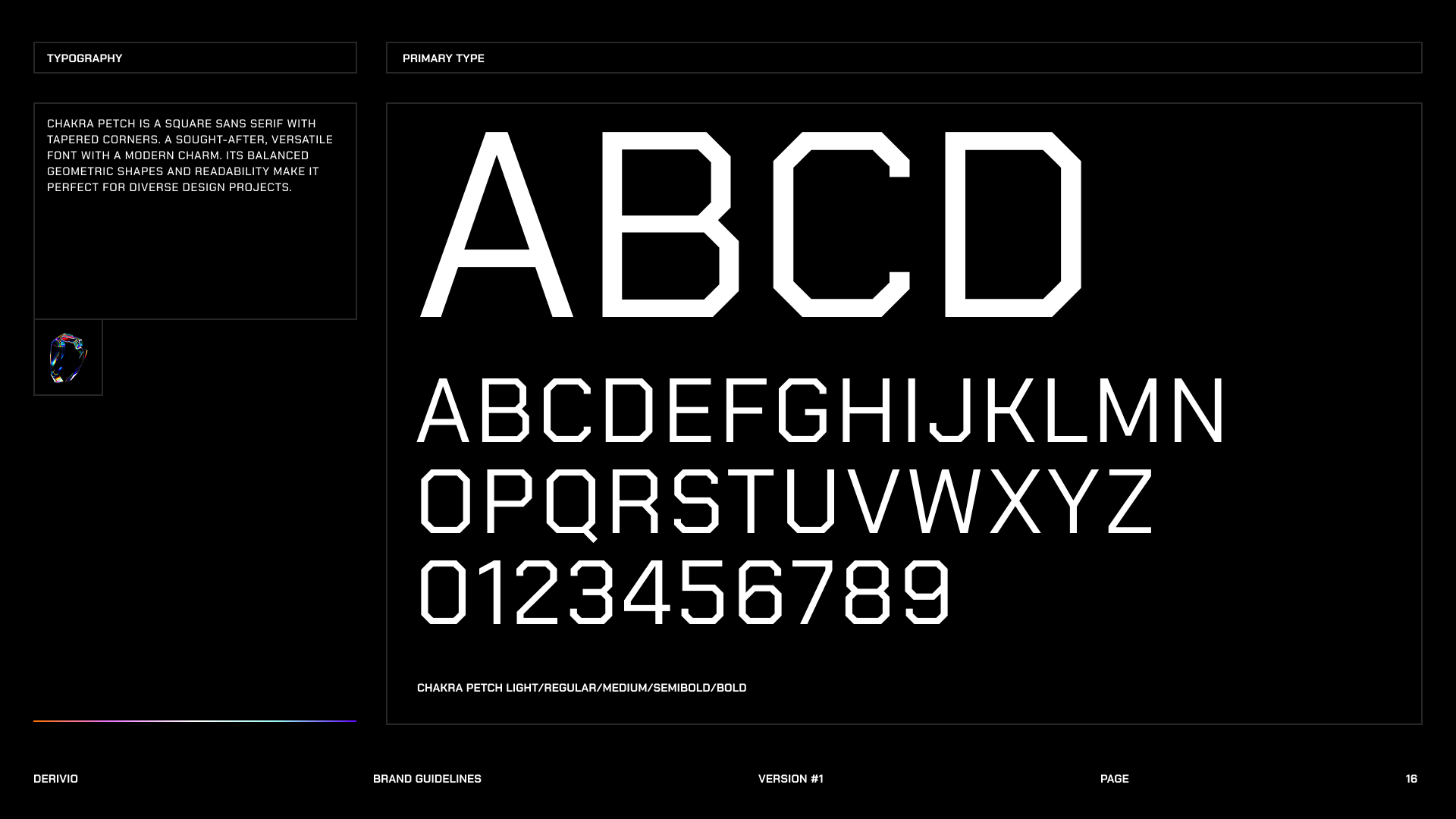 Derivio Chakra Petch primary typeface specification