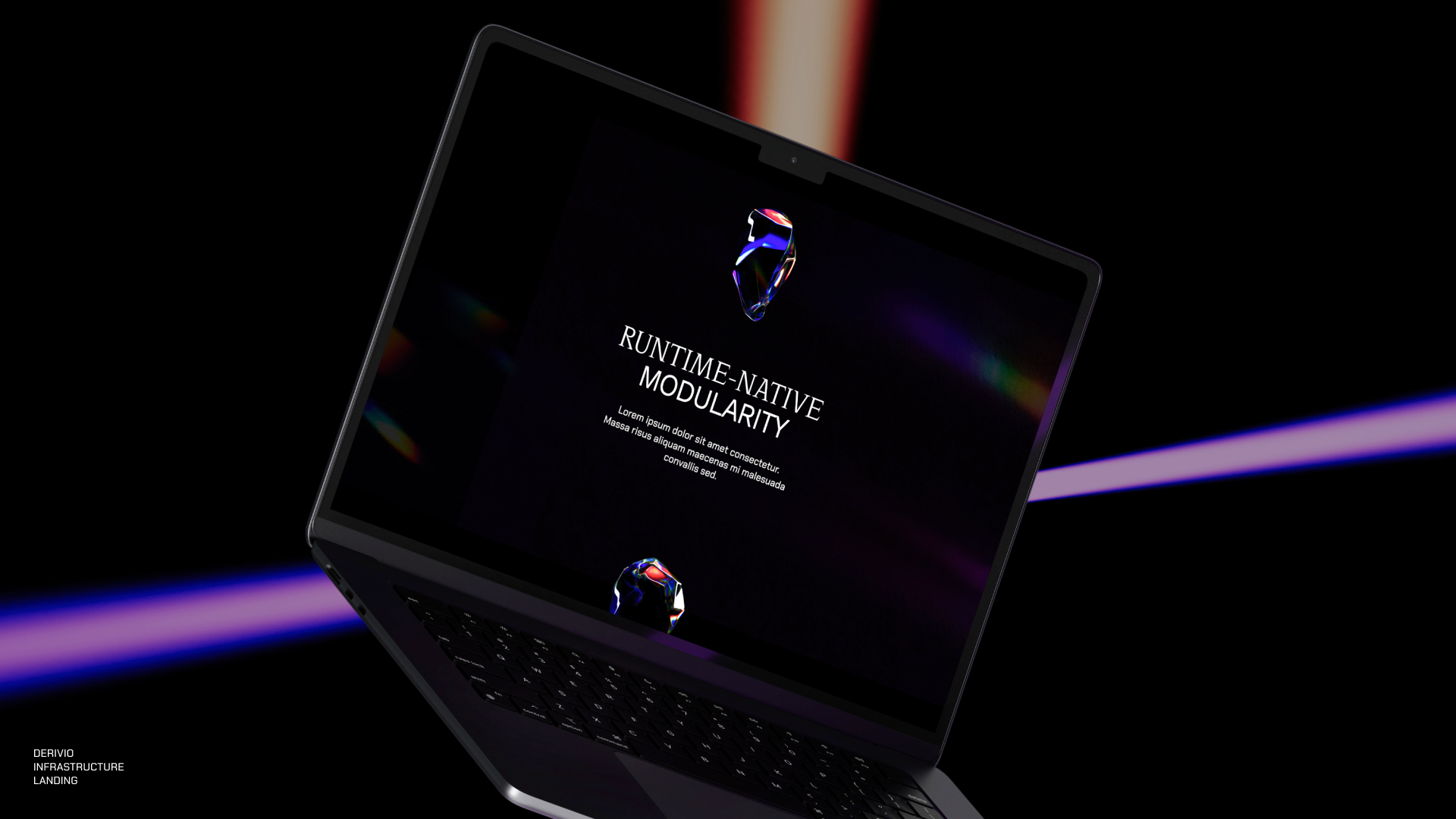 Derivio infrastructure website section displayed on a laptop