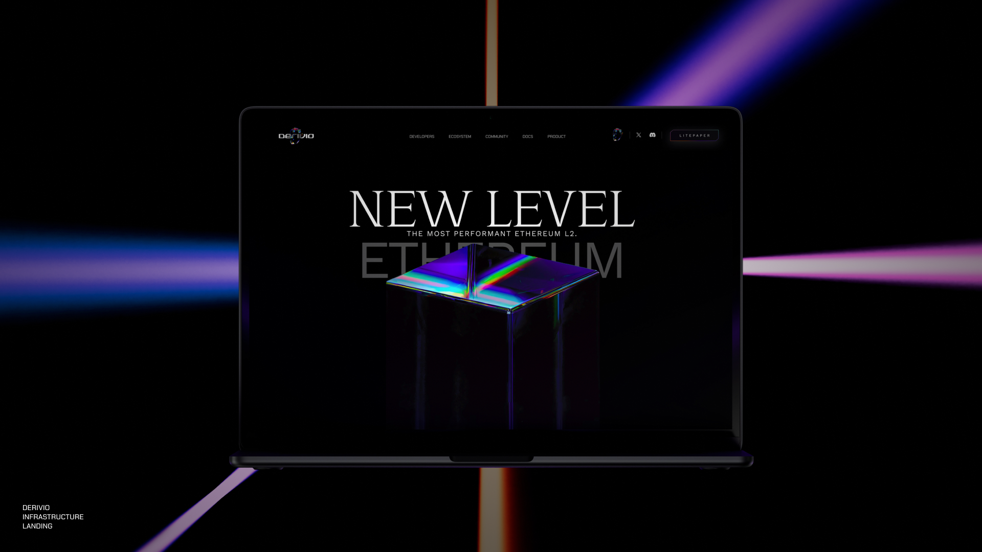 Derivio infrastructure landing page on a laptop