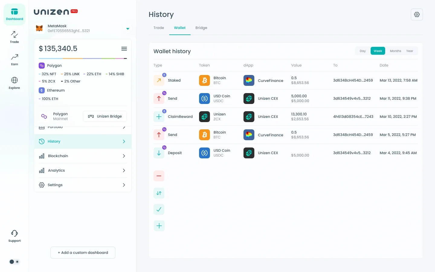 Wallet history log